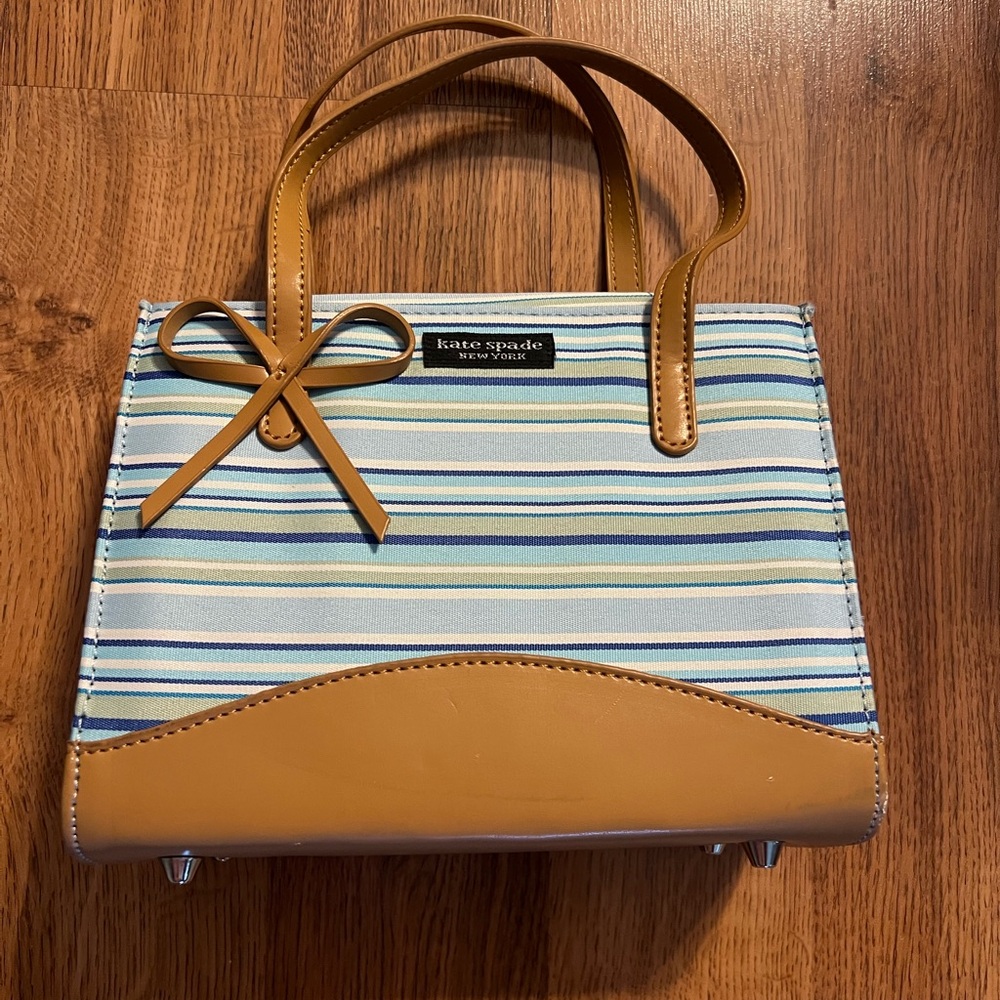 Kate Spade Blue and Tan Striped Women's Bag